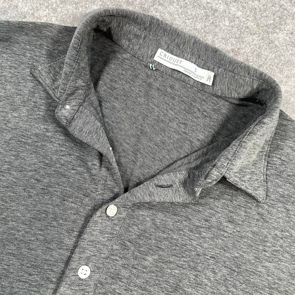 Criquet Mens Performance Polo Shirt Large Gray Heather Pima Cotton Stretch